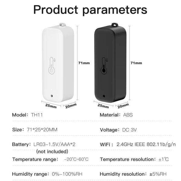 Sensor de Temperatura e Humidade Inteligente Wi-Fi IP65 Tuya Smart Life - Branco 1 unidade