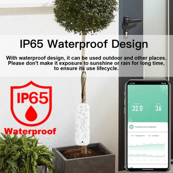 Sensor de Temperatura e Humidade Inteligente Wi-Fi IP65 Tuya Smart Life - Branco 1 unidade