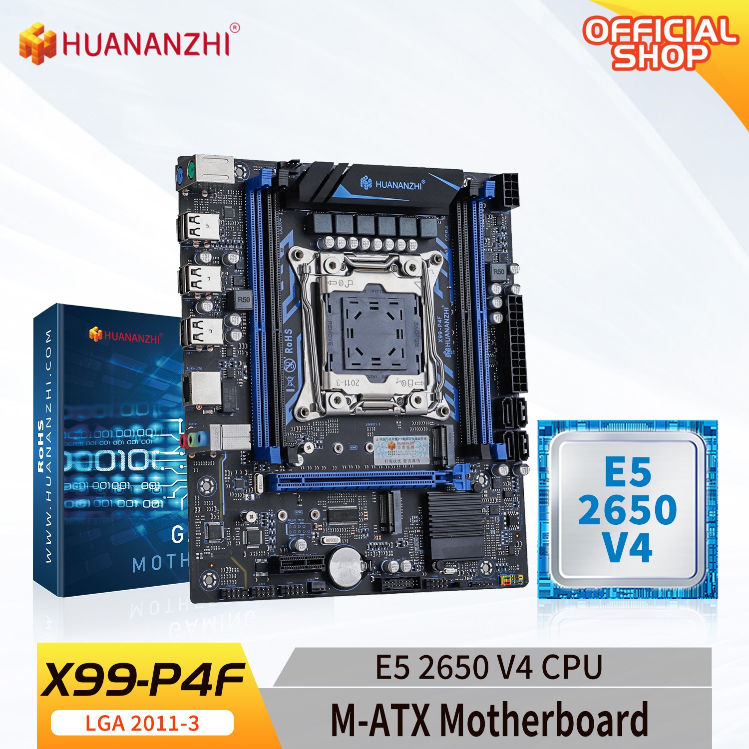 Motherboard HUANANZHI X99-P4F Intel Xeon E5 2650 V4 DDR4 LGA 2011-3 - Preto