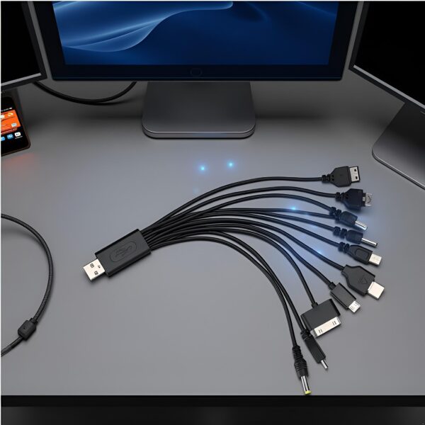 D226X3186_1775690519354_6 Cabo USB Universal 10 em 1 Carregamento e Dados Multi-Conetores 20 cm