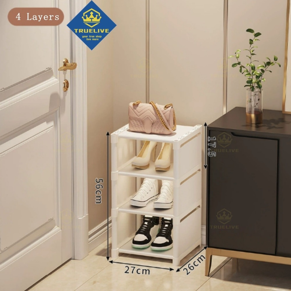 (4 Níveis) Organizador de Sapatos Ajustável Multicamadas - Branco