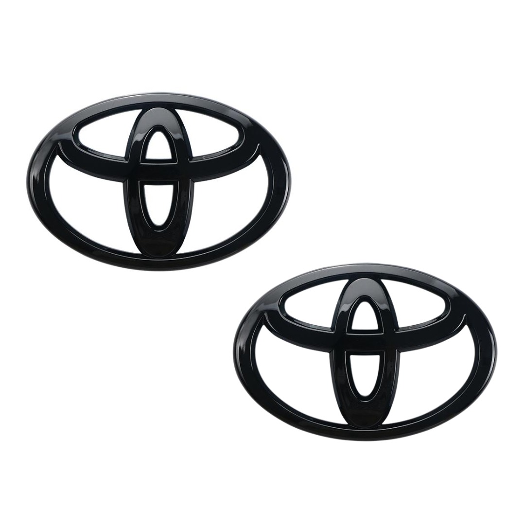 (110x75 mm) 2 Emblemas Toyota Corolla Camry RAV4 Logótipo 3D para Grelha ou Mala - Prateado