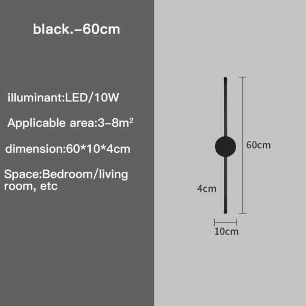 Aplique de Parede LED Moderno 60cm 10W Alumínio e Ferro Design Minimalista - Luz quente