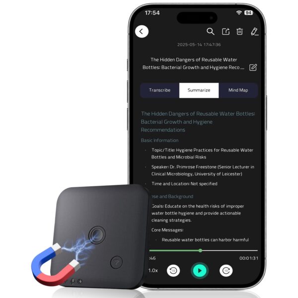 D226X3203_1775739508035_0 Gravador de voz AI 64GB Transcrição GPT-4o Resumos Automáticos 102 Idiomas - Preto