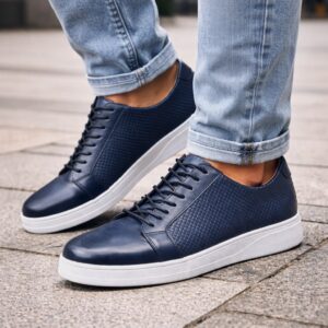 (41) Sapatos Derby Masculinos em Couro com Sola de Borracha - Azul