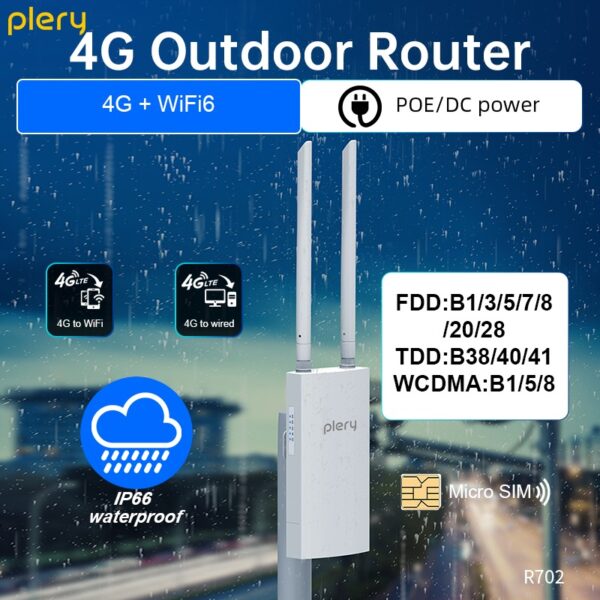 Router 4G Exterior WiFi 6 IP66 300Mbps Plery AX300