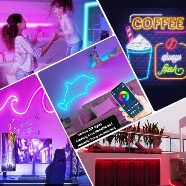(2m) Fita LED Neon RGB Tuya Inteligente USB IP65 à Prova de Água - Colorido