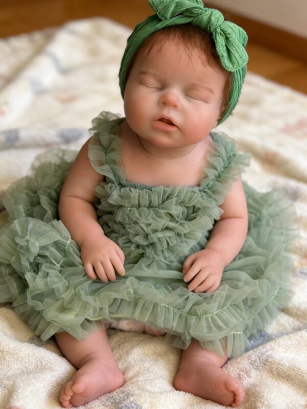 (50 cm) Boneca Reborn de Silicone Realista a Dormir com Cabelo Mohair (3.700 Kg)