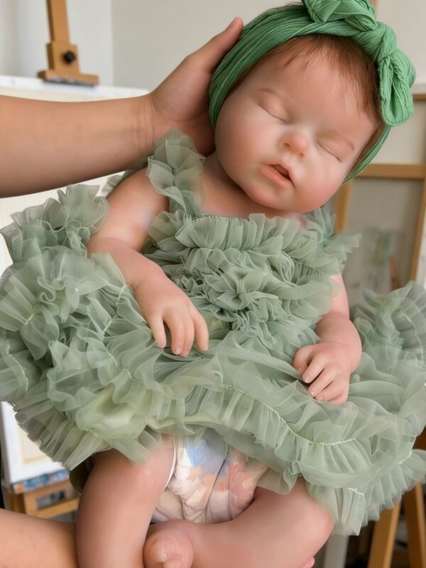 (50 cm) Boneca Reborn de Silicone Realista a Dormir com Cabelo Mohair (3.700 Kg)