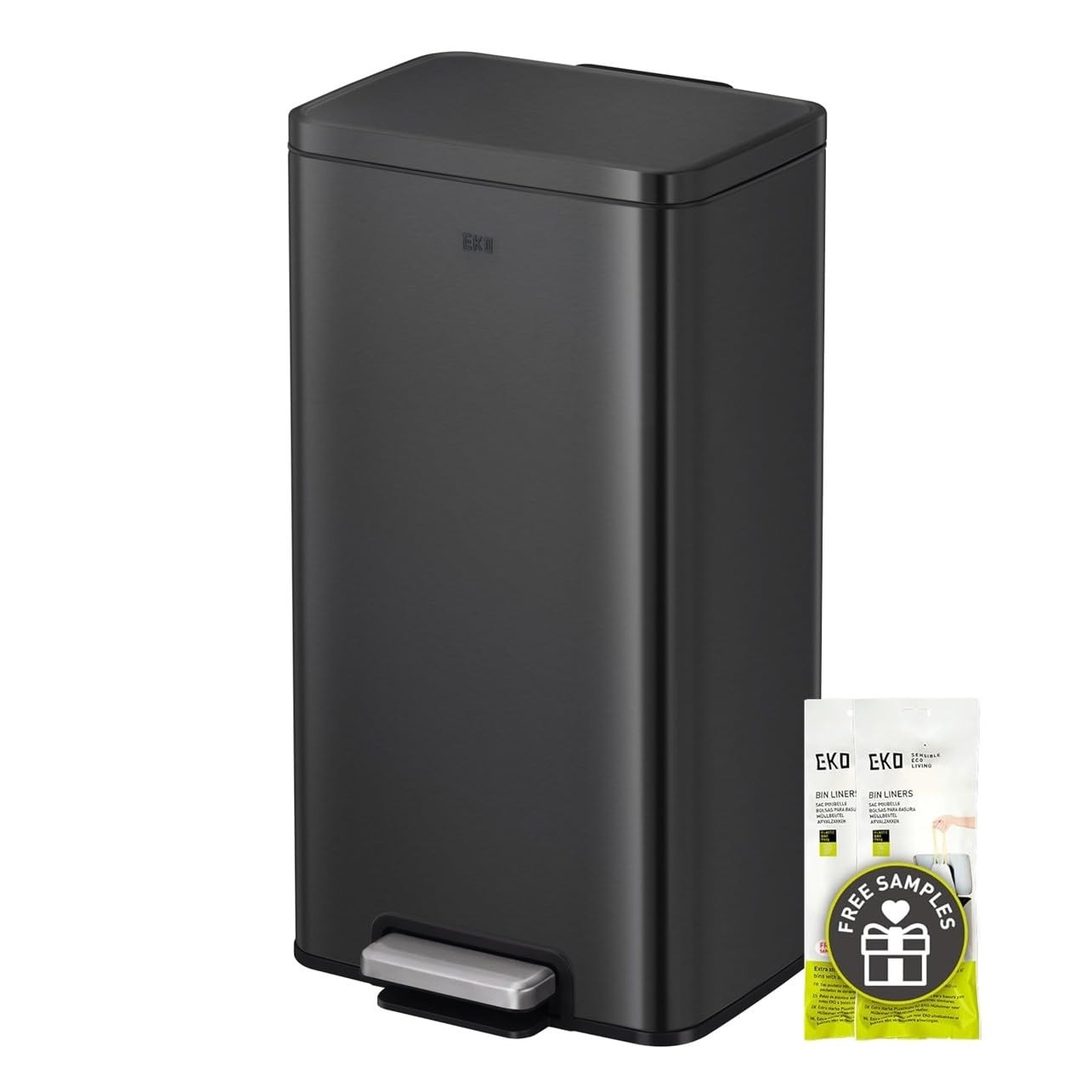 Caixote de Lixo EKO Madison 30 L com Pedal e Tampa de Fecho Suave Branco Inox Antidedadas