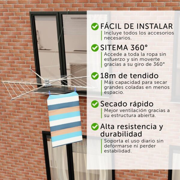 (110x110cm) Estendal Rotativo Cuncial B2 em Aço Inox e Alumínio 18m - Prateado