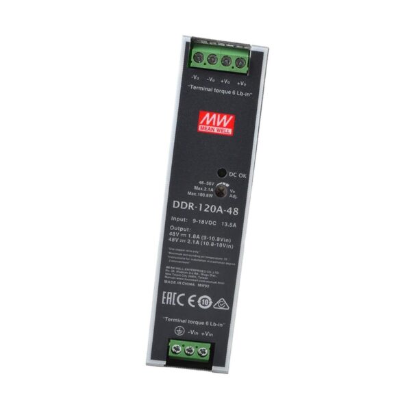 Conversor DC-DC para Calha DIN 48V 2.1A 100.8W Mean Well DDR-120A-48