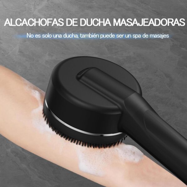 Ducha de Alta Pressão com Filtro e Suporte 4 Modos Botão ON/OFF Ideal para Águas Duras Negro