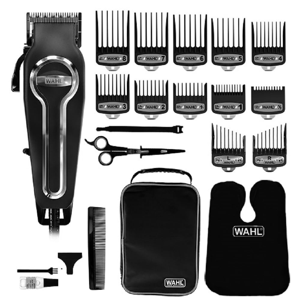 Máquina de Cortar Cabelo Wahl Elite Pro com Lâminas de Precisão e Pentes Premium - Preto