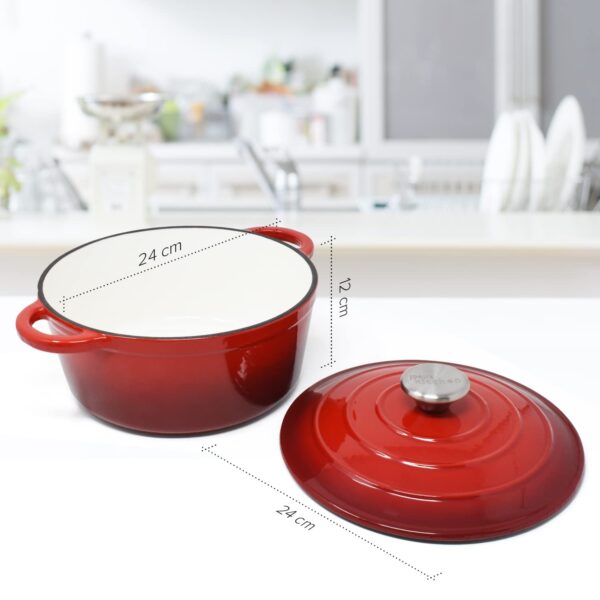 Caçarola / Panela de ferro fundido vermelho com tampa 2,7 L