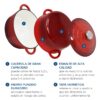 Caçarola / Panela de ferro fundido vermelho com tampa 2,7 L