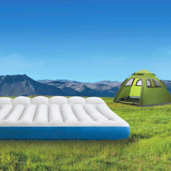 (127x193x24cm) Colchão Insuflável INTEX Camping Mats Laminado Extra-Resistente - Cinzento/Azulbau