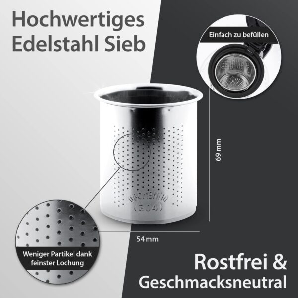 (700 ml) Bule de Vidro T24 com Filtro em Inox e Pega de Plástico - Transparente