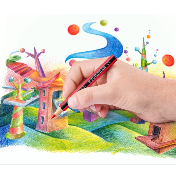 (12 Unid.) Lápis de Cor STAEDTLER Noris 185 Madeira Reciclada Curtos - Sortidos