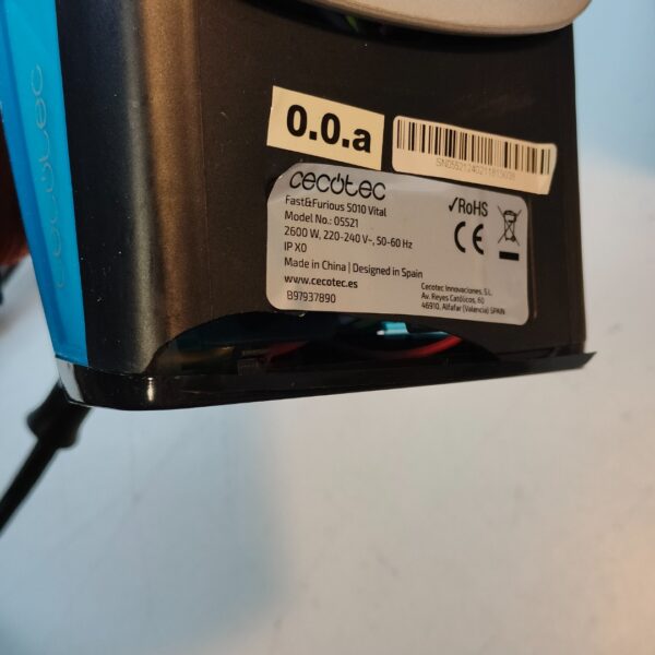 Ferro de Engomar a Vapor Cecotec Fast&Furious 5010 Vital Sola Alumínio 55g/min - Azul/Branco