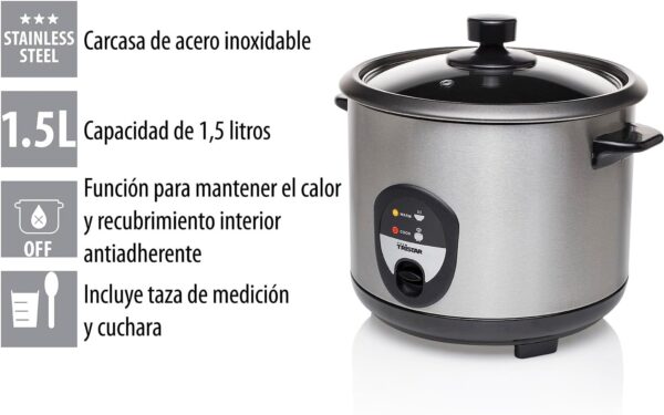 Panela de Arroz Tristar RK-6127 1.5 L 500 W Antiaderente Automática Plateada
