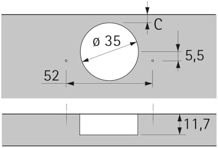 Dobradiça Gran Angular Sensys 8657i Patrón de Taladros TH 52 X 5,5 mm para Atornillar