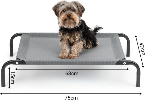 (75x47 cm) Cama Elevada para Cães Lionto Em Textilene Cinza