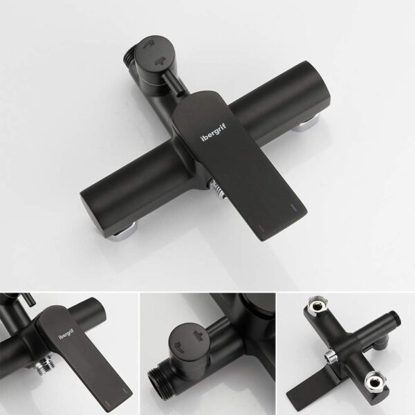 Coluna de de Duche Preta Ibergrif M17004B com Rociador e Alcachofa