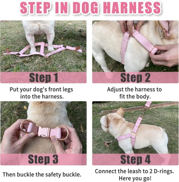 Arnês Couro Macio para Cão M Rosa