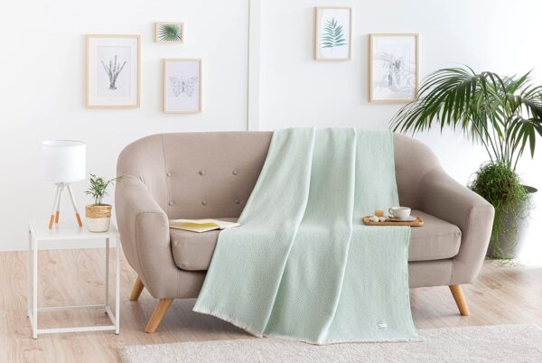 (180x240 cm) Manta de Algodão Extra Suave Verde Mint Todocama