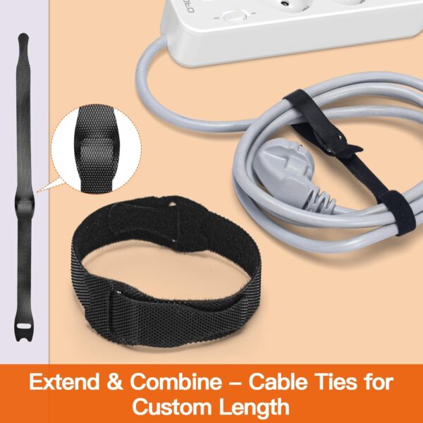 Conjunto de 120 Fitas Organizadoras de Cabos Zivacate com Gancho e Bucle - Preto