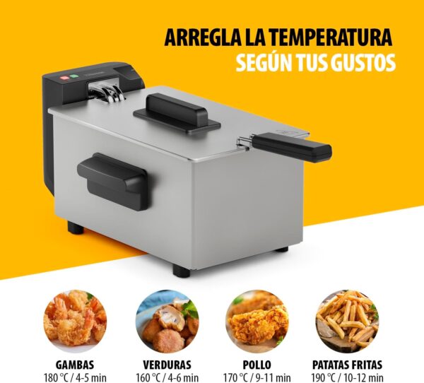 Fritadeira Tristar FR-9326 Inoxidável 3 L Termostato 190°C Zona Fria Lavável Na Máquina