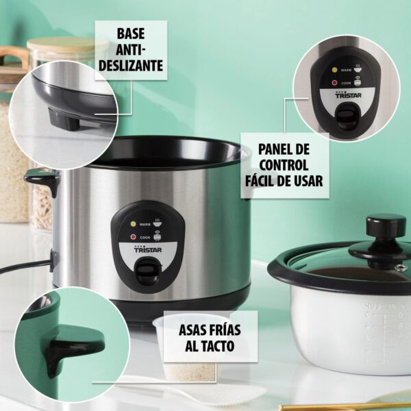 Panela de Arroz Tristar RK-6127 1.5 L 500 W Antiaderente Automática Plateada