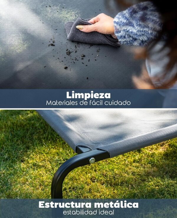 (75x47 cm) Cama Elevada para Cães Lionto Em Textilene Cinza