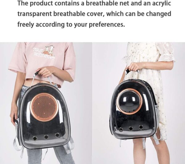 Mochila Cápsula Espacial para Animais Sipobuy Resistente Ao Calor e Transpirável Transparente Preto