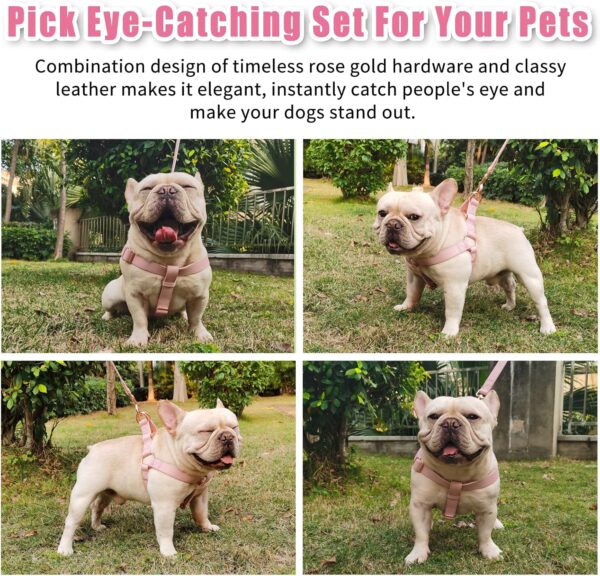 Arnês Couro Macio para Cão M Rosa