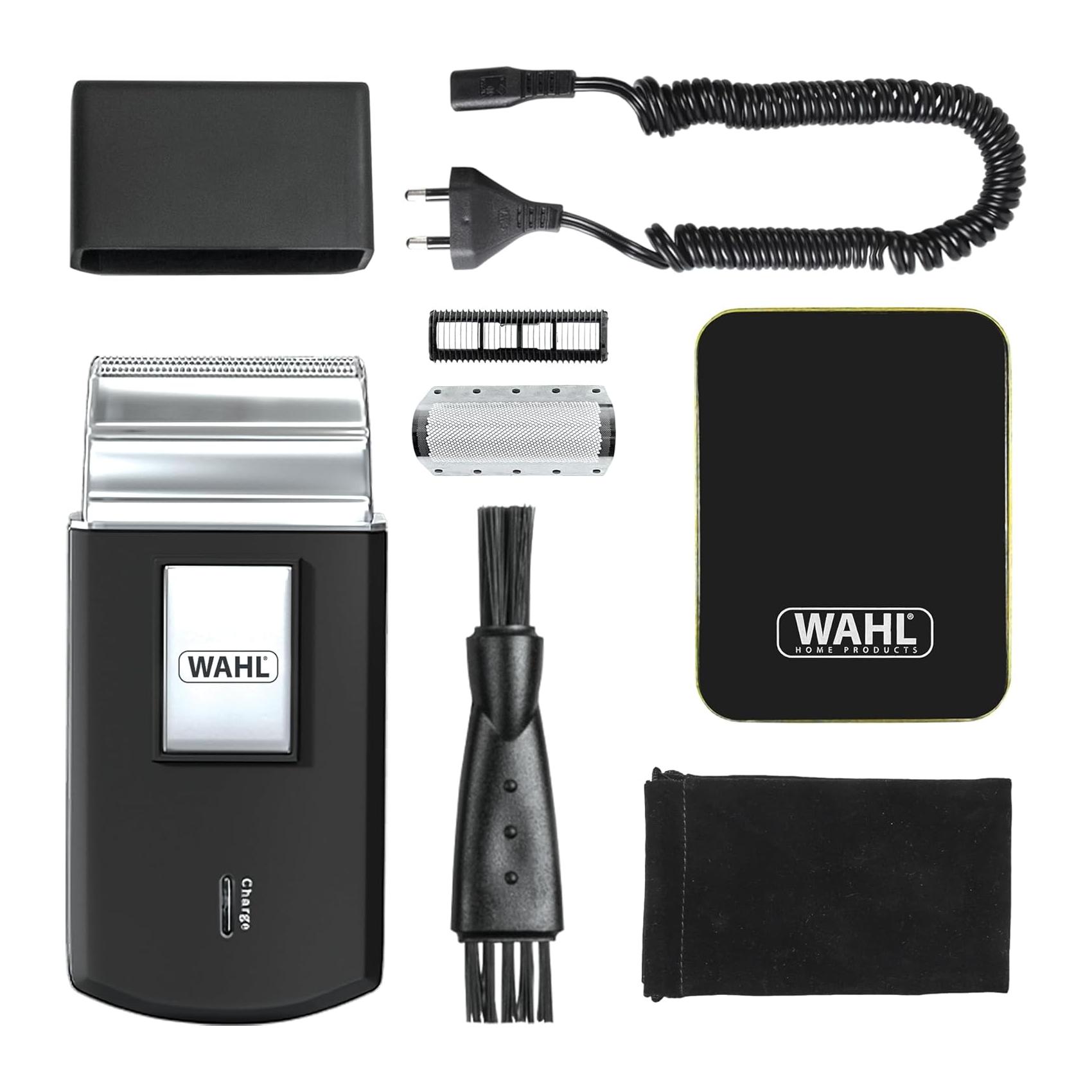 Máquina de Barbear Elétrica Wahl Travel Shaver Sem Fios Recarregável Compacta e Portátil