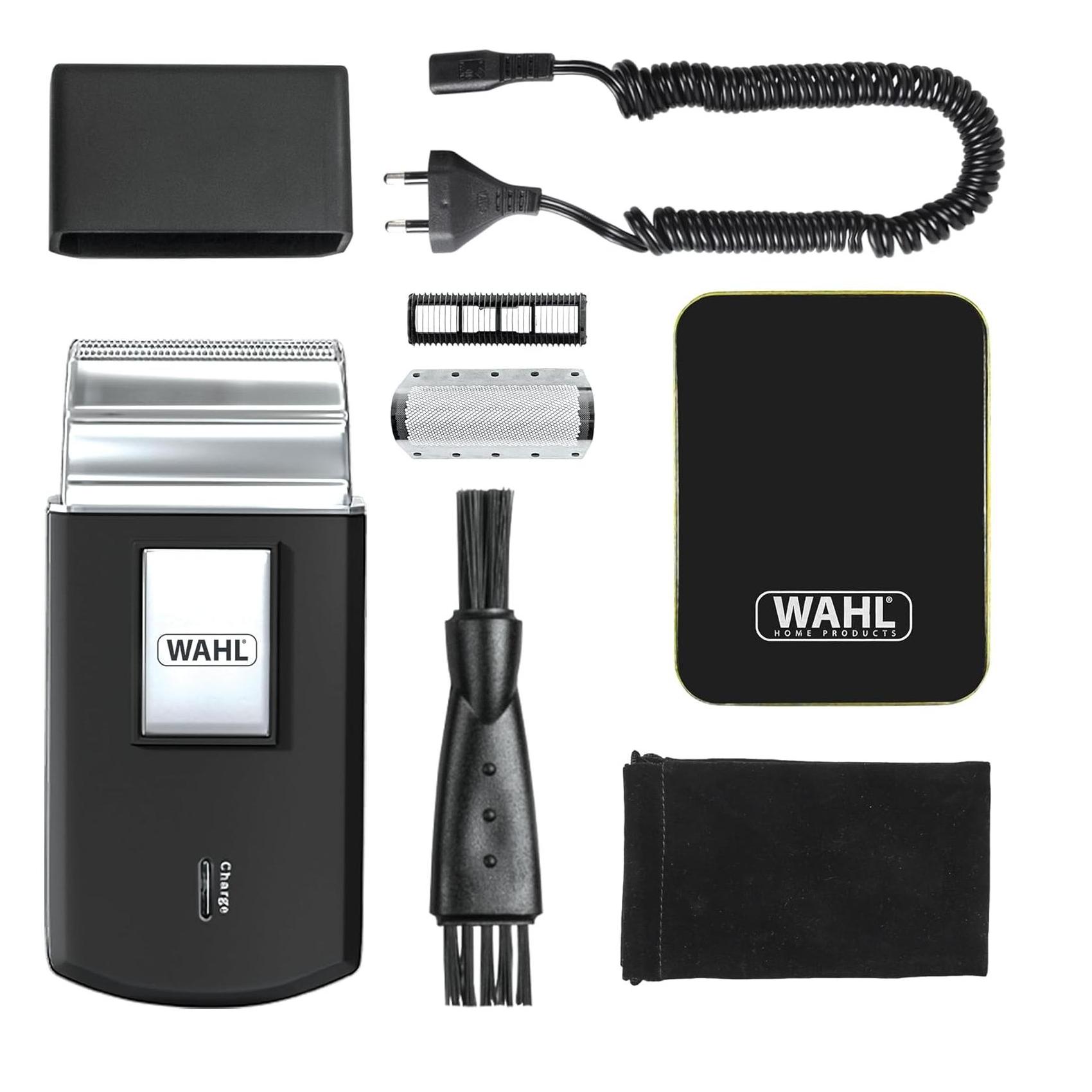 Máquina de Barbear Elétrica Wahl Travel Shaver Sem Fios Recarregável Compacta e Portátil