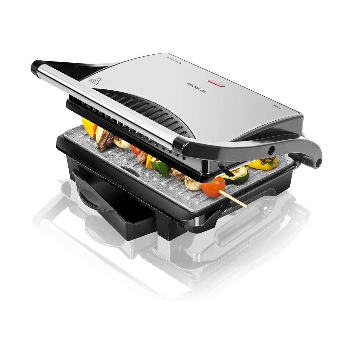 Grelhador Elétrico Cecotec Rock'nGrill 1000 W Antiaderente RockStone Acero/Negro