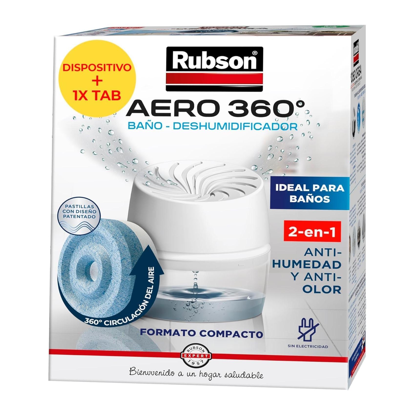 Desumidificador Portátil Rubson AERO 360º Banho Sem Fios com Tableta Antihumidade 450 g