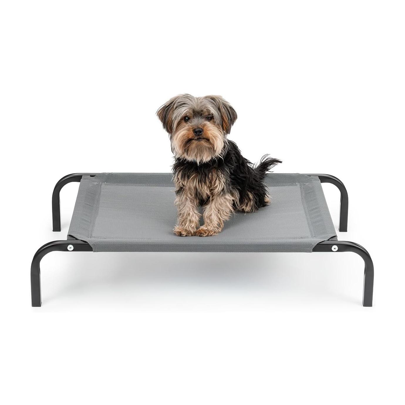 (75x47 cm) Cama Elevada para Cães Lionto Em Textilene Cinza