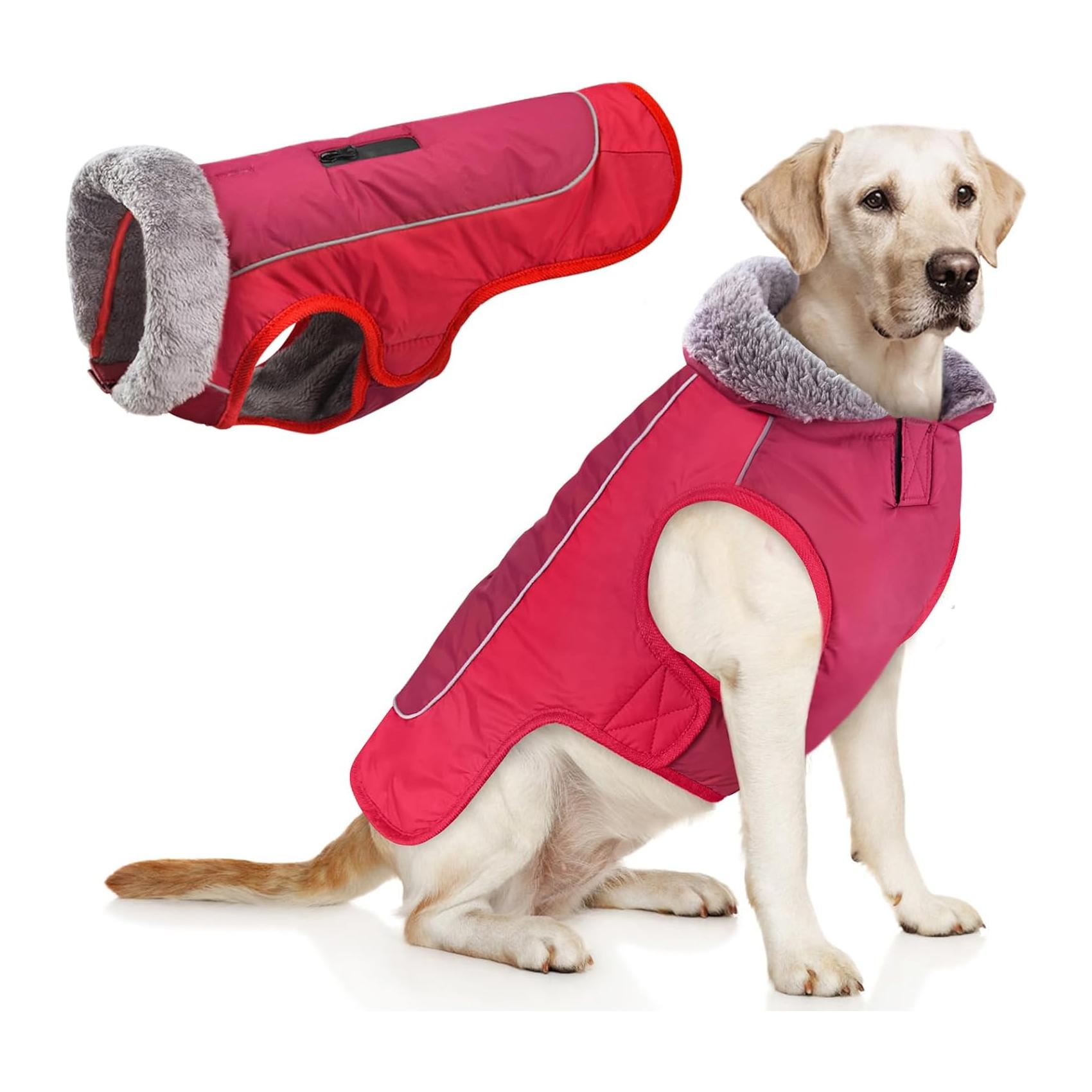 (2XL) Casaco Impermeável para Cão Idepet Prova de Vento Reflexivo Pequenos e Grandes Vermelho Preto