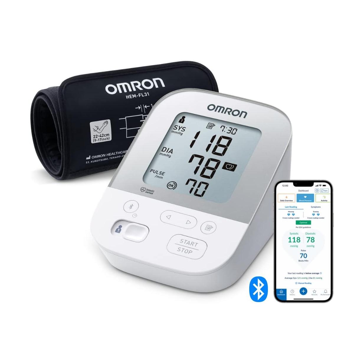 Monitor de Pressão Arterial de Braço OMRON X4 Smart com App para iOS e Android
