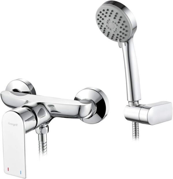 Kit de Misturadora de Chuveiro Monocomando Ibergrif M12002 Supreme com Chuveiro Suporte Mangueira Cromado