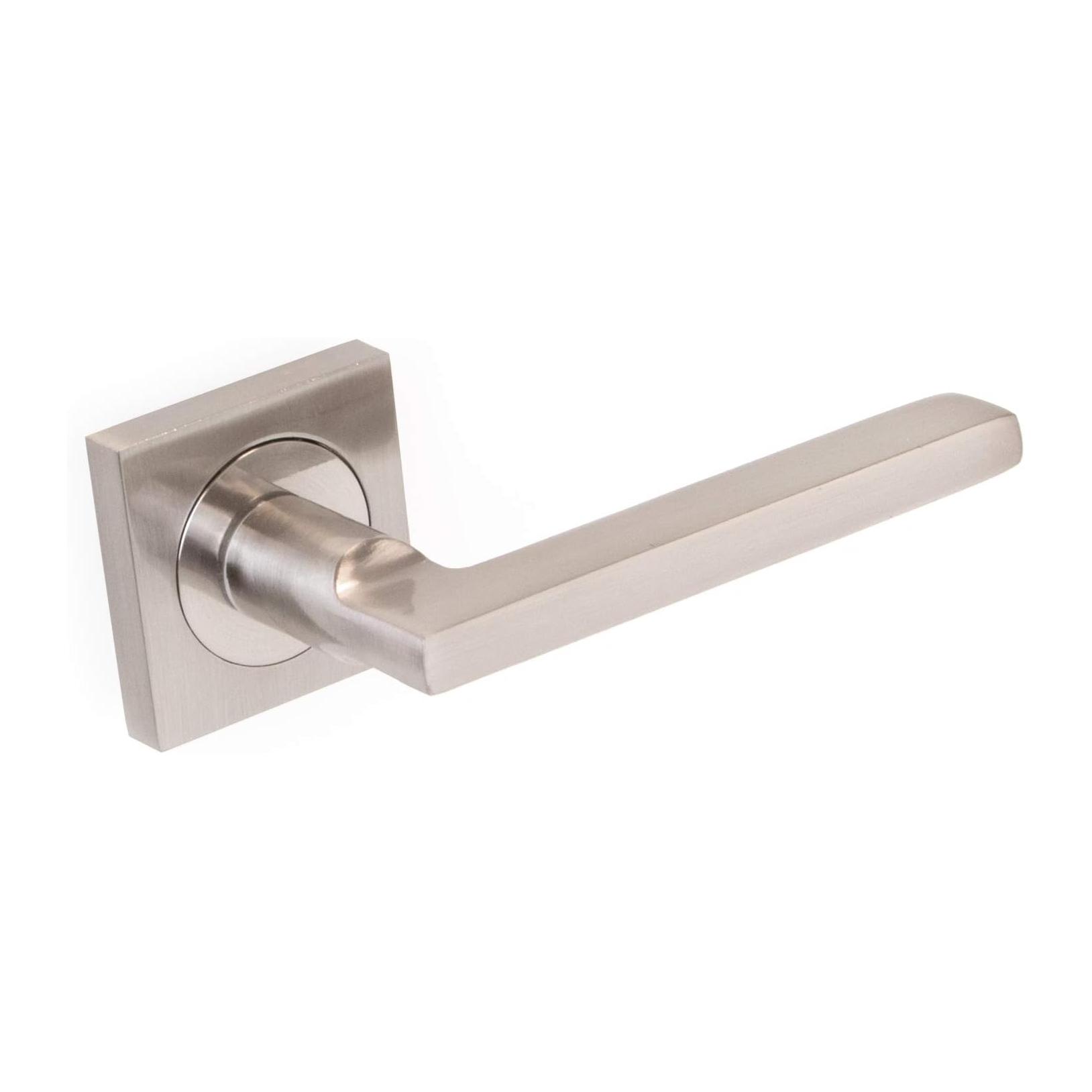 Puxadores de Porta Níquel Acetinado Modernos com Mola de Retorno Emuca Roseta 50x50mm