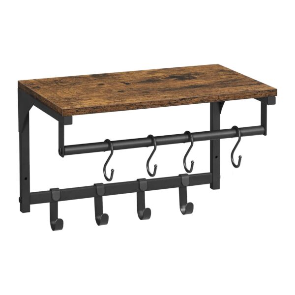 Cabide de Parede 8 Ganchos e Prateleira Estilo Industrial VASAGLE LCR103B01