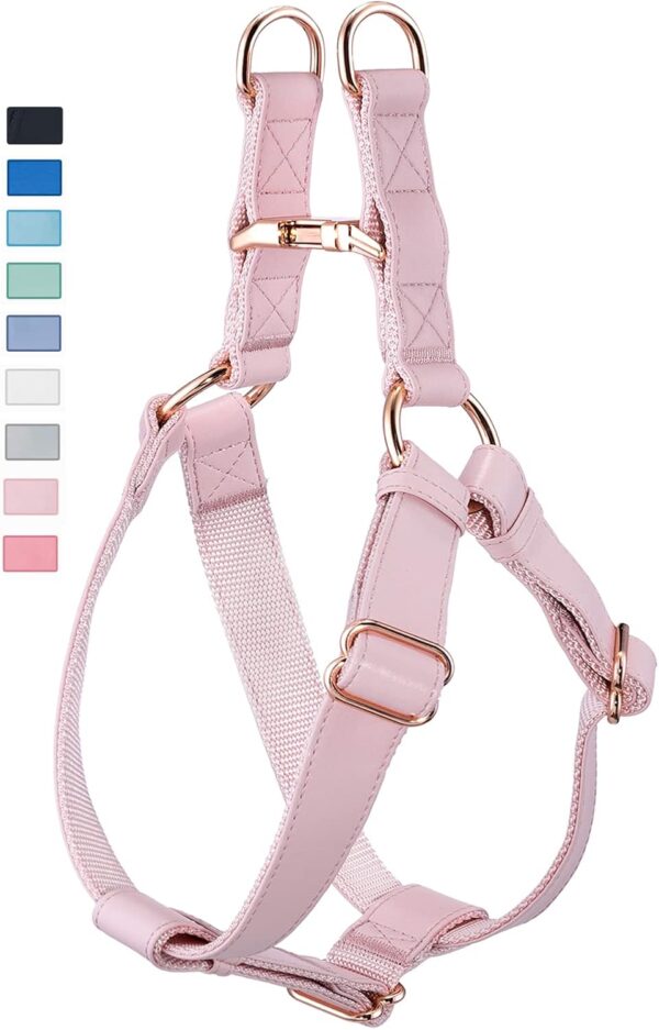 Arnês Couro Macio para Cão M Rosa