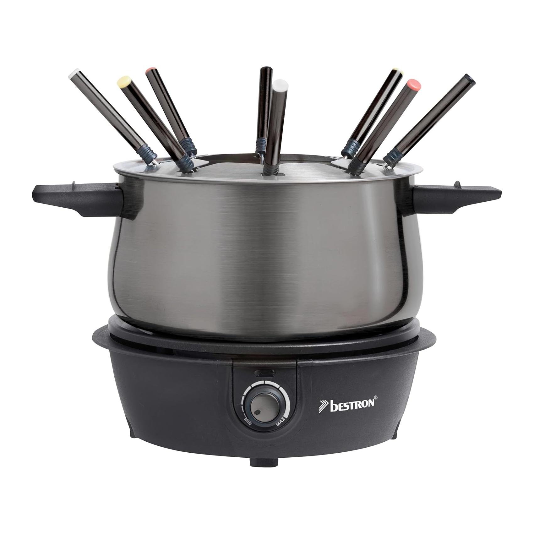 Fondue Elétrica Bestron para 8 Pessoas com Termóstato e 8 Garfos Cinzenta