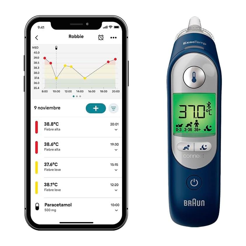 Termómetro de Ouvido Braun ThermoScan 7+ Connect com Age Precision e Ecrã Digital