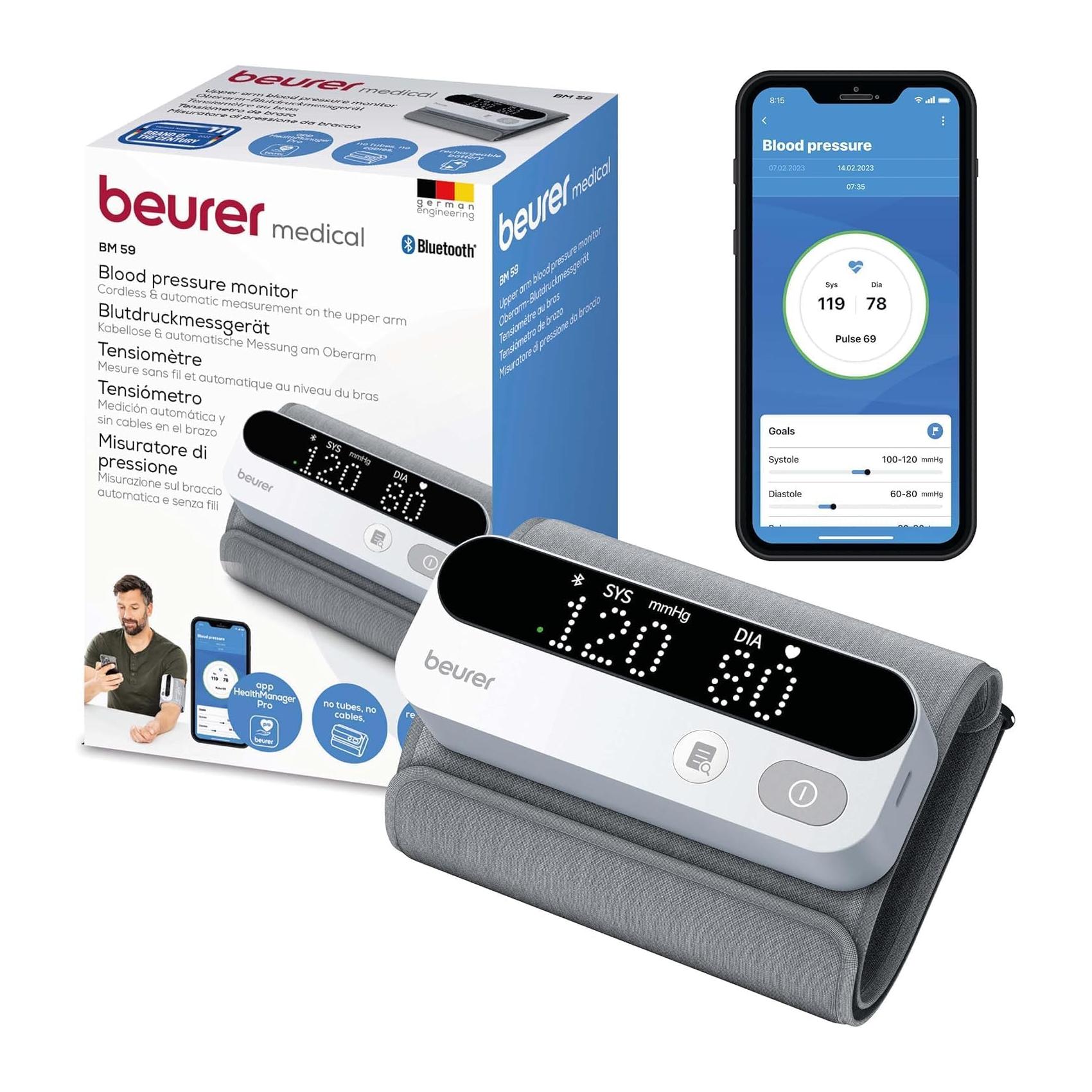 Monitor de Pressão Arterial Beurer BM 59 Braço com Indicador LED e App